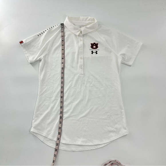 Under Armour HeatGear AUBURN Golf Polo Bundle in White Grey and White Stripe XS - Picture 11 of 16